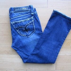 Rock Revival Charlotte Blue Capri Women's Size 26